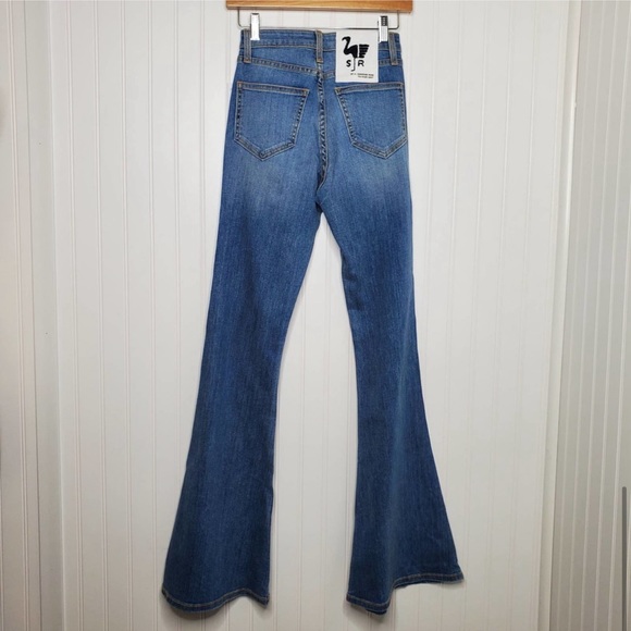 Free People x Sandrine Rose Distressed Super Flare Jeans Size 24 NWT High Rise - Picture 7 of 9